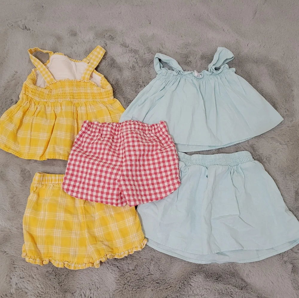 Toddler Girl Gingham And Cotton Summer Set Bundle - Picture 3 of 7